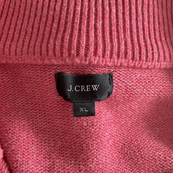 J. Crew Cotton Cashmere Blend Polo Zip Mock Neck Sweater Muted Salmon Pink XL - Picture 6 of 7